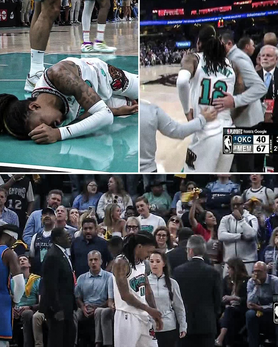 空中被多特撞翻！灰熊官方：莫兰特因髋部伤势提前退赛